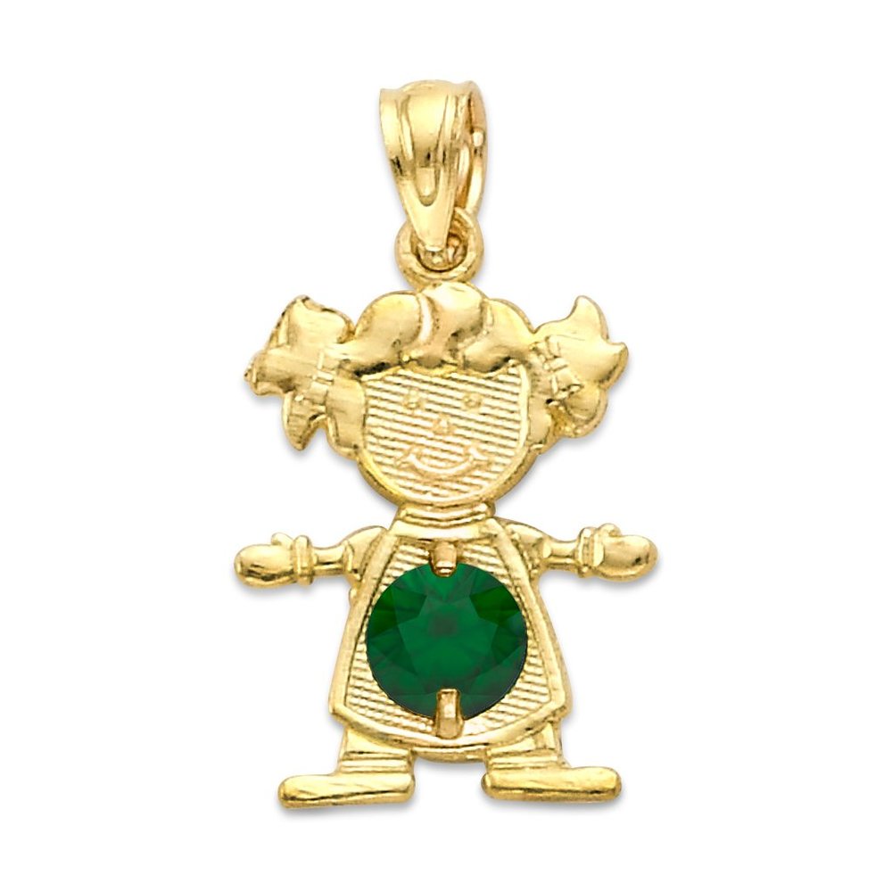 10k Solid Gold Newborn Baby Girl Pendant with Birthstone of Choice for Necklace - Picture 14 of 16